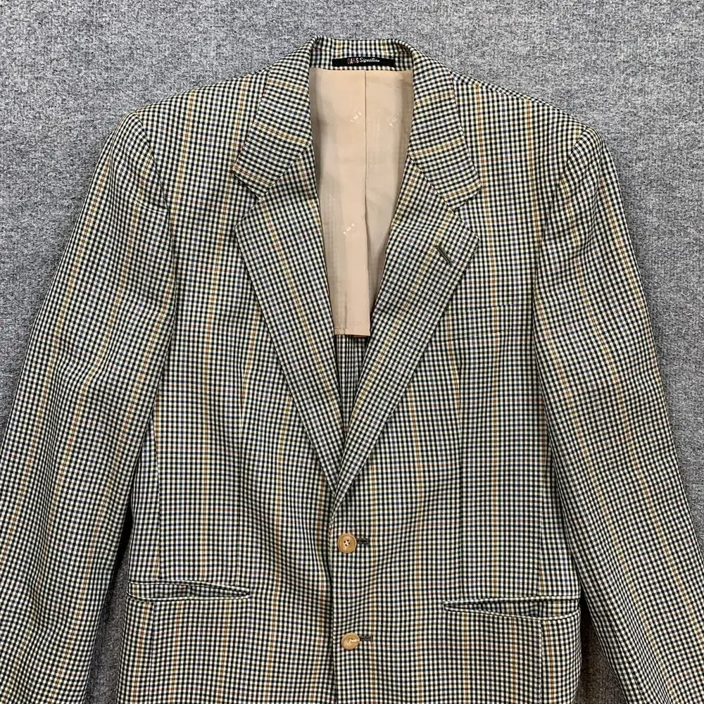Vintage Daks London Blazer Mens 40 Beige Wool Houndstooth Sport Coat Notch 70s